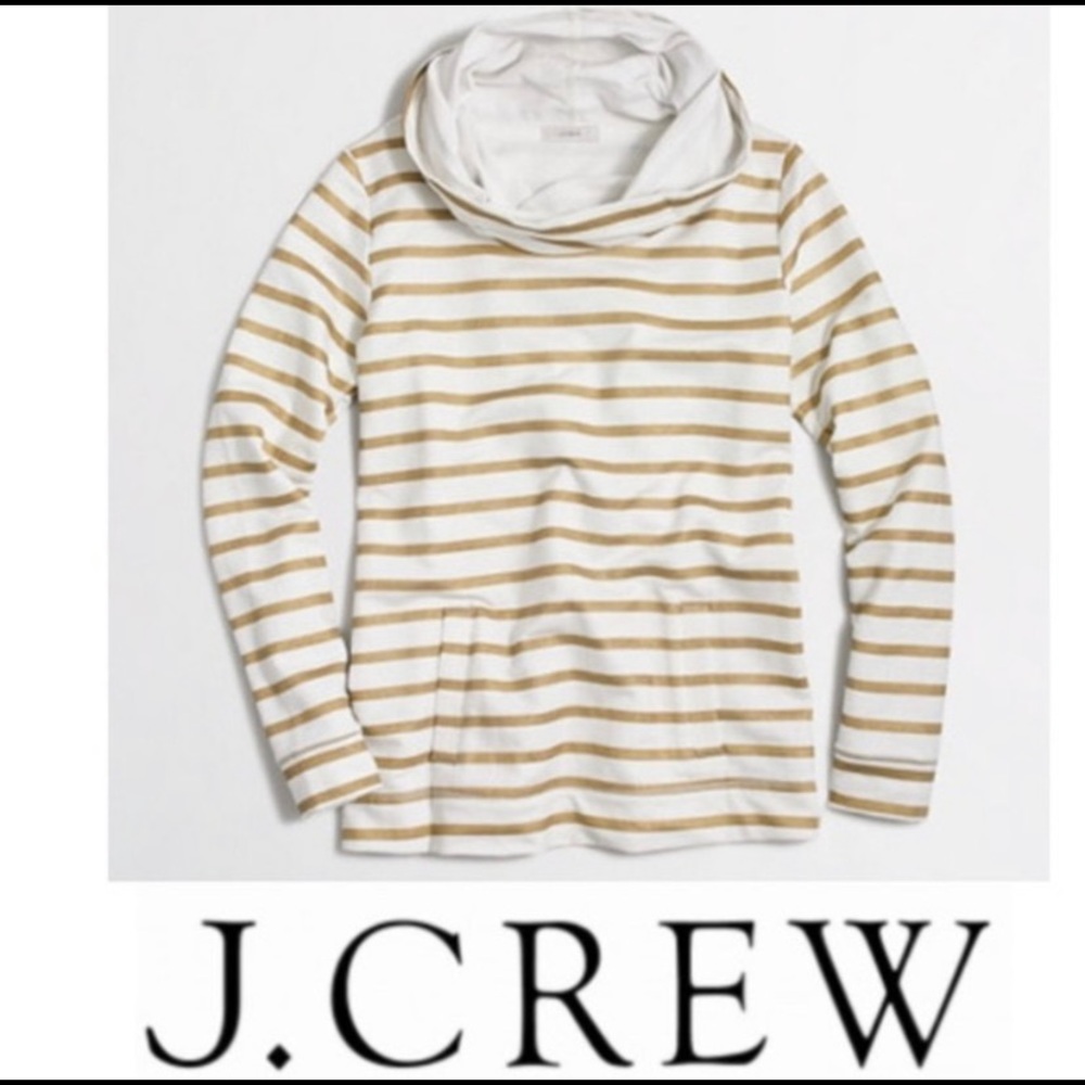 J Crew Women’s Funnel Neck Gold Stripe Sweatshirt